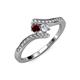 4 - Eleni Red Garnet and Diamond with Side Diamonds Bypass Ring 
