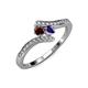 4 - Eleni Red Garnet and Iolite with Side Diamonds Bypass Ring 