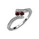 4 - Eleni Red Garnet with Side Diamonds Bypass Ring 