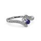 3 - Eleni Round Diamond and Blue Sapphire with Side Diamonds Bypass Ring 