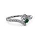 3 - Eleni Round Diamond and Emerald with Side Diamonds Bypass Ring 