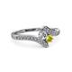 3 - Eleni Round Yellow and White Diamond with Side Diamonds Bypass Ring 