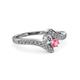 3 - Eleni Round Diamond and Pink Tourmaline with Side Diamonds Bypass Ring 