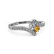3 - Eleni Round Diamond and Citrine with Side Diamonds Bypass Ring 