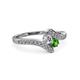 3 - Eleni Round Diamond and Green Garnet with Side Diamonds Bypass Ring 