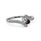 3 - Eleni Round Diamond and Red Garnet with Side Diamonds Bypass Ring 