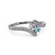 3 - Eleni Round Diamond and Aquamarine with Side Diamonds Bypass Ring 