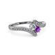 3 - Eleni Round Diamond and Amethyst with Side Diamonds Bypass Ring 