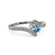 3 - Eleni Round Diamond and Blue Topaz with Side Diamonds Bypass Ring 