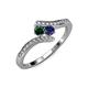4 - Eleni Emerald and Blue Sapphire with Side Diamonds Bypass Ring 