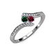 4 - Eleni Emerald and Ruby with Side Diamonds Bypass Ring 