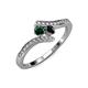 4 - Eleni Emerald and Black Diamond with Side Diamonds Bypass Ring 