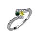 4 - Eleni Emerald and Yellow Diamond with Side Diamonds Bypass Ring 