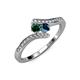 4 - Eleni Emerald and Blue Diamond with Side Diamonds Bypass Ring 