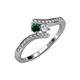 4 - Eleni Emerald and Diamond with Side Diamonds Bypass Ring 