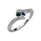 4 - Eleni Emerald and Iolite with Side Diamonds Bypass Ring 