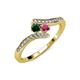 4 - Eleni Emerald and Rhodolite Garnet with Side Diamonds Bypass Ring 