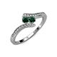 4 - Eleni Emerald with Side Diamonds Bypass Ring 