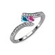 4 - Eleni London Blue Topaz and Pink Sapphire with Side Diamonds Bypass Ring 
