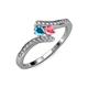 4 - Eleni London Blue Topaz and Pink Tourmaline with Side Diamonds Bypass Ring 