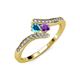 4 - Eleni London Blue Topaz and Amethyst with Side Diamonds Bypass Ring 