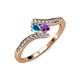 4 - Eleni London Blue Topaz and Amethyst with Side Diamonds Bypass Ring 