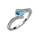 4 - Eleni London Blue Topaz and Blue Topaz with Side Diamonds Bypass Ring 