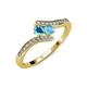 4 - Eleni London Blue Topaz and Blue Topaz with Side Diamonds Bypass Ring 