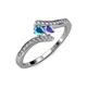 4 - Eleni London Blue Topaz and Tanzanite with Side Diamonds Bypass Ring 