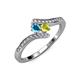 4 - Eleni London Blue Topaz and Yellow Diamond with Side Diamonds Bypass Ring 