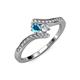 4 - Eleni London Blue Topaz and Diamond with Side Diamonds Bypass Ring 