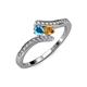 4 - Eleni London Blue Topaz and Citrine with Side Diamonds Bypass Ring 