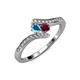 4 - Eleni London Blue Topaz and Ruby with Side Diamonds Bypass Ring 