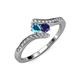 4 - Eleni London Blue Topaz and Blue Sapphire with Side Diamonds Bypass Ring 