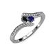 4 - Eleni Black Diamond and Blue Sapphire with Side Diamonds Bypass Ring 