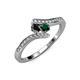 4 - Eleni Black Diamond and Emerald with Side Diamonds Bypass Ring 