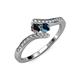 4 - Eleni Black and Blue Diamond with Side Diamonds Bypass Ring 