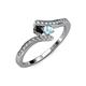 4 - Eleni Black Diamond and Aquamarine with Side Diamonds Bypass Ring 