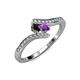 4 - Eleni Black Diamond and Amethyst with Side Diamonds Bypass Ring 