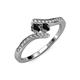 4 - Eleni Black Diamond with Side Diamonds Bypass Ring 
