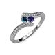 4 - Eleni Blue Diamond and Blue Sapphire with Side Diamonds Bypass Ring 