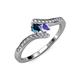 4 - Eleni Blue Diamond and Tanzanite with Side Diamonds Bypass Ring 