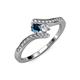 4 - Eleni Blue and White Diamond with Side Diamonds Bypass Ring 