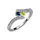4 - Eleni Blue and Yellow Diamond with Side Diamonds Bypass Ring 