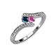 4 - Eleni Blue Diamond and Pink Sapphire with Side Diamonds Bypass Ring 