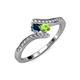 4 - Eleni Blue Diamond and Peridot with Side Diamonds Bypass Ring 