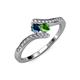4 - Eleni Blue Diamond and Green Garnet with Side Diamonds Bypass Ring 
