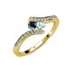 4 - Eleni Blue Diamond and Aquamarine with Side Diamonds Bypass Ring 