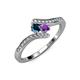 4 - Eleni Blue Diamond and Amethyst with Side Diamonds Bypass Ring 