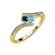 4 - Eleni Blue Diamond and Blue Topaz with Side Diamonds Bypass Ring 